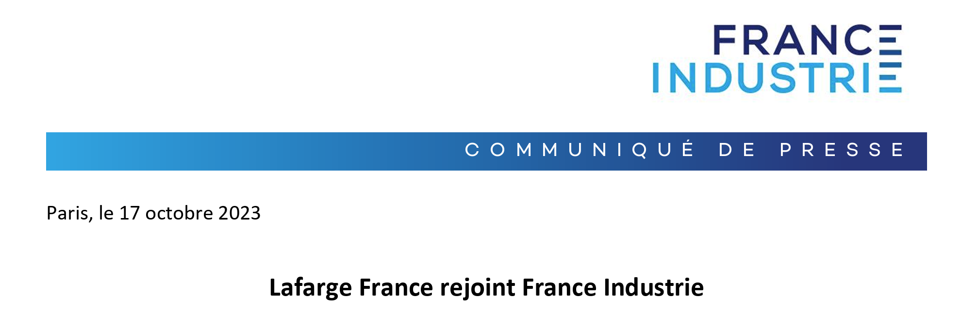 Lafarge France rejoint France Industrie France Industrie